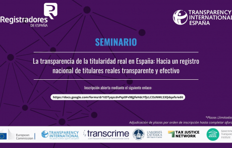 Seminario “La transparencia de la titularidad real en España: Hacia un registro nacional de titulares reales transparente y efectivo”