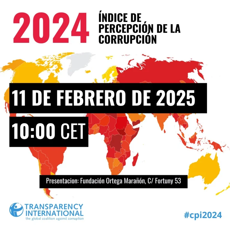 Transparency International España presentará los resultados del Índice de Percepción de la Corrupción 2024